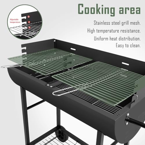 Charcoal Barrel Grill, Large Stainless Steel Grill For Backyard Camping Picnic and Party - Image 4