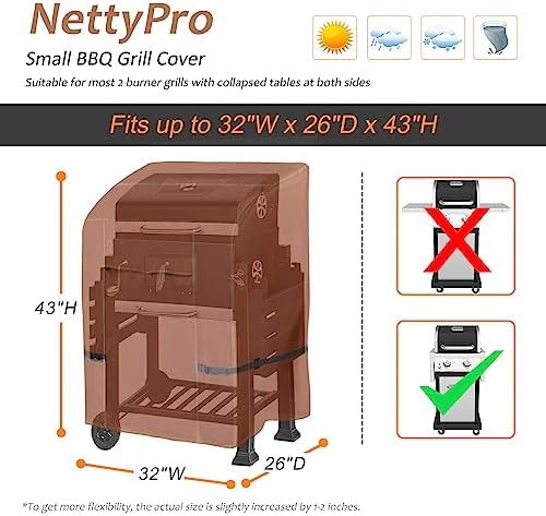 NettyPro Grill Cover for Outdoor Small Grill 32 Inch Waterproof Heavy Duty - Image 6