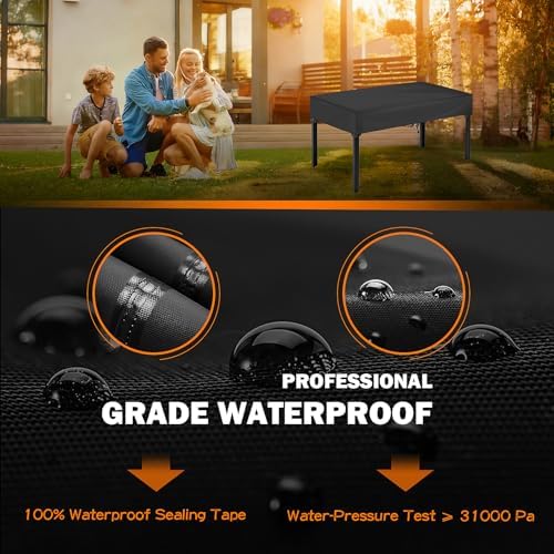 TOHONFOO Waterproof Rectangular Patio Table Cover, 48" x 24" x 6", Black - Image 3