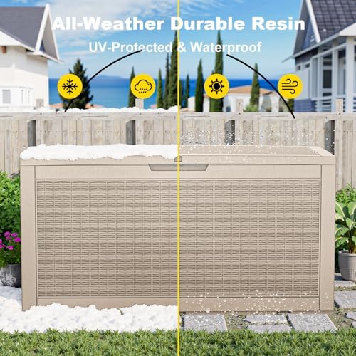 120 Gallon Waterproof Outdoor Storage Box,Resin Deck Box,Lockable Outside Storage Box Container for Patio Furniure,Garden,Pool Tools (120 Gallon,Grey) - Image 7