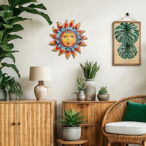 Daogtc Metal Sun Wall Decor - Sun Flower Wall Art Decoration,Hanging Decoration for Home Garden Farmhouse Yard Patio Fence Living Room Bedroom (SUN-I) - Image 5