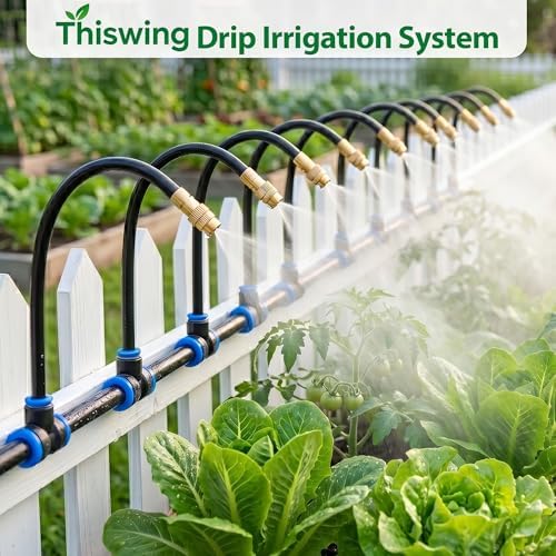 Thiswing 200FT Drip Irrigation System, 1/4" Tubing Automatic Misting Watering Kit with 36Pcs 360° Adjustable Nozzles, Garden Sprinkler for Yard, Lawn & Outdoor Plants - Image 5