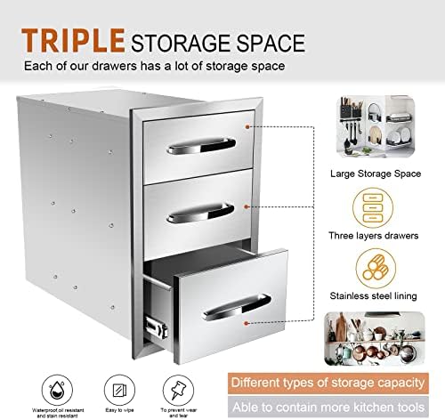 Outdoor Kitchen Drawers 14" W x 21" H x 21" D Stainless Steel - Image 4