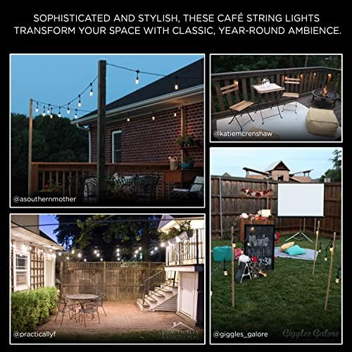 Enbrighten Classic Outdoor String Lights, 48ft, 24 Bulbs, White Light Only - Image 6