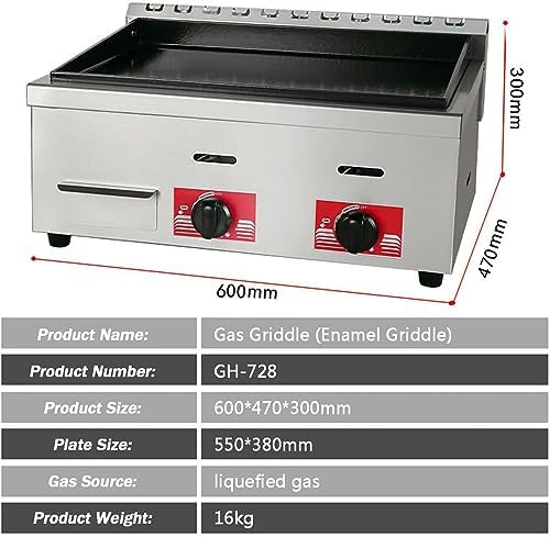 Gas Griddle LPG Commercial Stainless Steel Heavy Duty Restaurant Outdoor Tabletop Griddle Gas Baking Plate Burger Grill Burners for Camping, Tailgating, Kitchen-BBQ Grill with Knobs & Ignition - Image 3