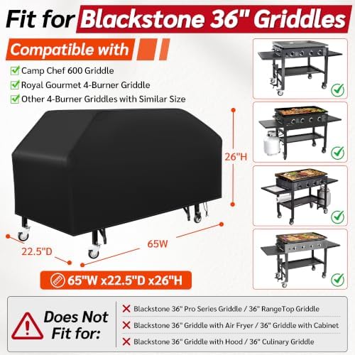 iCOVER 36 inch Griddle Cover for Blackstone, Waterproof Flat Top Grill Cover, Fits Camp Chef, Blackstone 1528 & 4 Burner Griddle - Image 2
