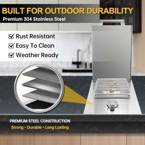 Built In Single Side Burner for Outdoor Kitchen, Propane & Natural Gas - Image 2