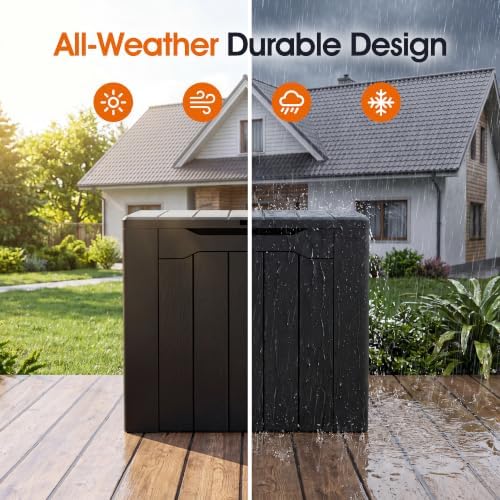 Greesum 33 Gallon Resin Deck Box Outdoor Storage Boxes, Dark Black - Image 3