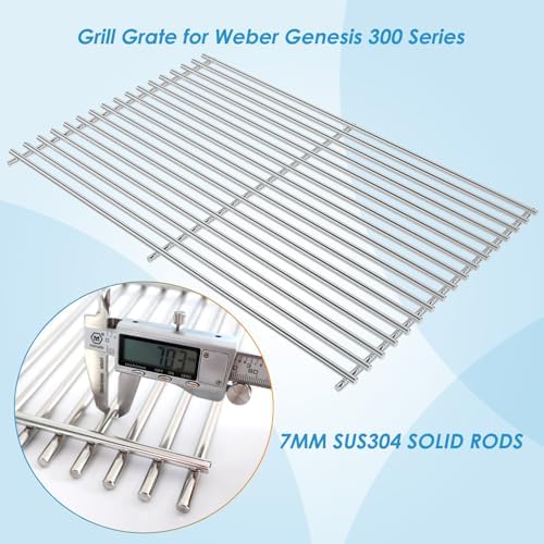 7528 7524 19.5" Grill Grates for Weber Genesis 300 Series Genesis E310 E320 E330 S310 S320 S330 EP310 EP320 EP330 for Weber Genesis 300 Grill Parts, 7MM Stainless Steel - Image 5