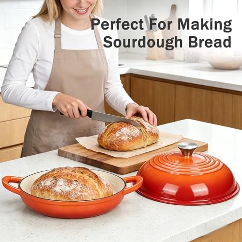 6 QT Enameled Cast Iron Round Bread Oven, Sourdough Dutch Oven - Image 2