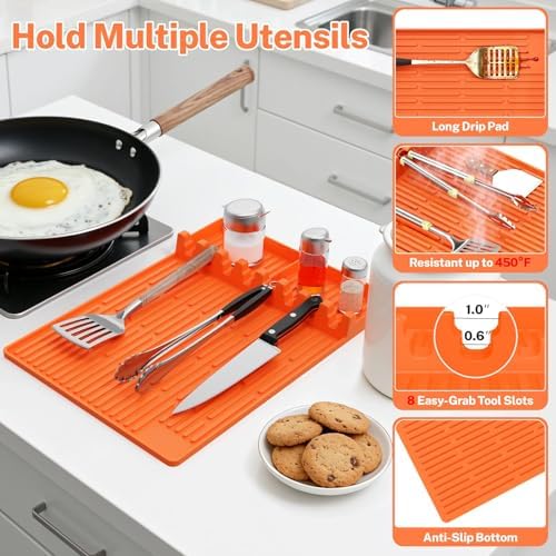Halloween Silicone Grill Mat Compatible with Blackstone, Raised Edge,Orange - Image 7