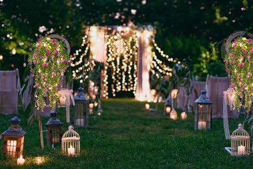 RECUTMS Artificial Hanging Plants with Lights Fake Hanging Spring Flowers - Image 4