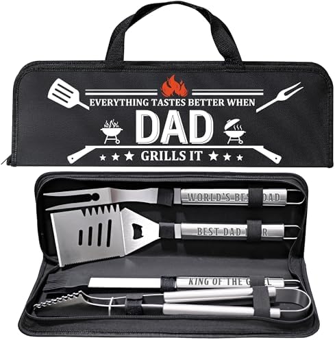 Dad Gifts from Daughter, Dad Grilling Accessories Fathers Day, Heavy Duty Stainless Steel Grill Set BBQ Grill Tools for Outdoor Grill with Aluminum Case, Grill Utensils Set Ideal Grilling Gifts by Unknown