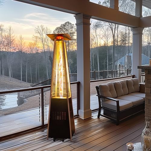 Flame Pyramid Pool Heater, Triple Safety Protection with Patio Cover, Warm Glass Tube Portable Heater with Durable Wheels - Gray - Image 5