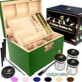 HOVANZO Premium Large Bamboo Storage Box with Organizer Tray - Storage Wood Box and Accessories - Decorative Box with Combination Lock - Large Wooden Container - Box Kit with Glass Jars by hovanzo