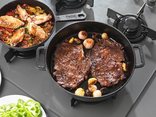 ESTAS 10.25 Inch Cast Iron Skillet with Dual Assist Handles – Pre-Seasoned Frying Pan for Oven, Stovetop, Grill & Campfire – Superior Heat Retention - Includes 5.5 Inch Cast Iron Mini Skillet - Image 3