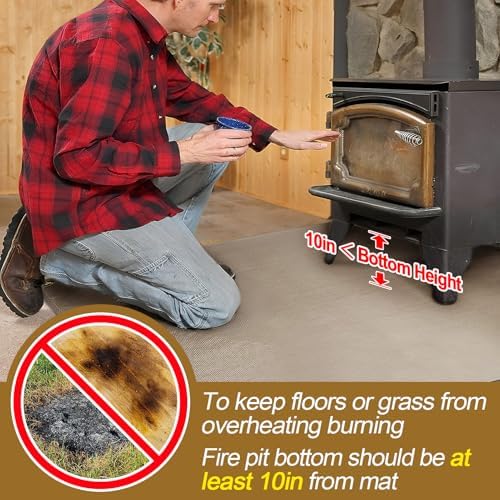 Fire Pit Mat, 37.8"x 39.4" Fireproof Blanket for Under Fire Pit, Camel - Image 3