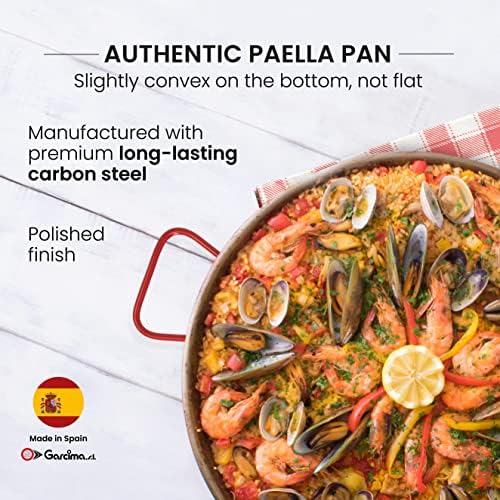 Machika Polished Paella Pan, Professional-Grade Carbon Steel Skillet for Authentic Spanish Cuisine, Durable Carbon Steel Pan with Even Heat Distribution, Convex Design, 18 inches/12 Servings - Image 2