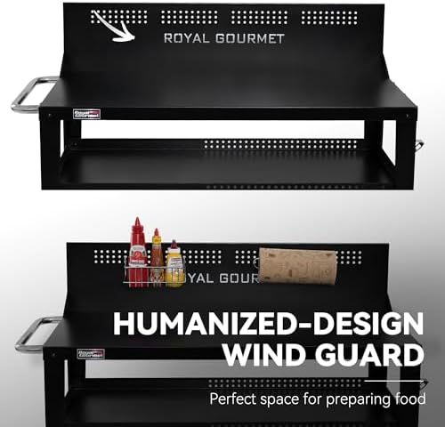 Royal Gourmet PC4401B 3-Tier Dining Cart with Wind Guard, Black - Image 5