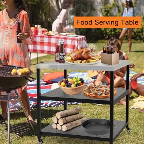 Mimiuo 31.5" Square Pizza Oven Stand, Stainless Steel Modular Table - Image 5