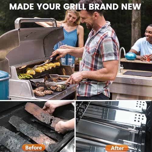 CANDANA Replacement Parts for Nexgrill 4 Burner Heat Tents Home Depot 720-0830H Gas Grill Flame Guards Shield Plates Burner Covers Stainless Steel 14.6" - Image 7