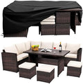 Wumiokio Patio Furniture Set, 7 Pieces Outdoor Patio Furniture with Dining Table&Chair, All Weather Wicker Conversation Set with Ottoman,Brown Rattan & Ivory Cushions (Include Sofa Dust Cover) by Wumiokio