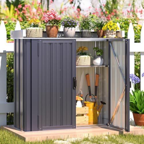 AECOJOY Outdoor Storage Cabinet Waterproof with Floor & Adjustable Shelves - Image 7