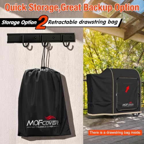 Foldable Grill Cover for Pit Boss 700FB 73700, Waterproof 600D Heavy Duty Wood Pellet Smoker Cover, Fade＆Tear Resistant Pellet Grill Cover for Lexington 500 540,Black - Image 3