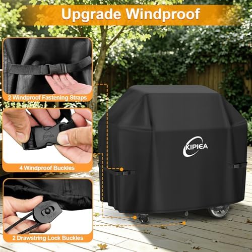 Kipiea 600D Heavy Duty Gas Grill Cover for Weber 2022+ Genesis 400 Series & Pre-2024 Summit 400 Grills, 70-Inch Waterproof BBQ Cover with Windproof Buckles – Not Compatible with Summit FS38 / FS38X - Image 6