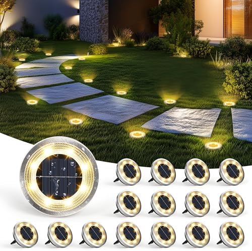 SOLPEX 16 Pack Solar Ground Lights Outdoor, Backyard Decor Warm White by Solpex