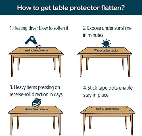 Small 13.4x13.4 inch Square Clear PVC Wood Desk Protector Pad Rectangle Thick Clear Plastic Vinyl Tablecloth Furniture Plastic Desktop Liner Cover Waterproof Tabletop Protection Desk Blotter Mat Pad - Image 7