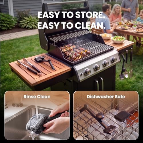 ThermoMaven BBQ Grill Brush Bristle Free - 17" Safe Steam Grill Cleaner Brush with Scraper and 5 Brush Heads for Porcelain/Gas/Charcoal Grill Outdoor Grill Barbecue Cleaner - Image 6