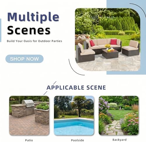 Vongrasig 6 Piece Patio Furniture Set, Small Outdoor Sectional Sofa Couch - Image 4