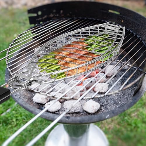 Fish Grill Basket for Grilling, Stainless Steel Basket, Non-Stick Fish Rack - Image 4