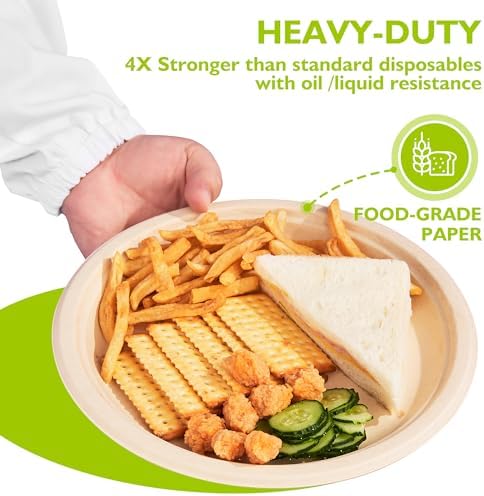 10 Inch 150 Pack Compostable Paper Plates - Image 7