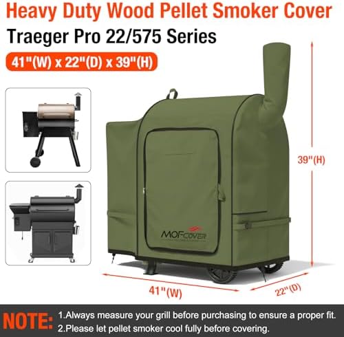 Foldable Grill Cover for Traeger Pro 22/575 Series, Waterproof 600D Heavy Duty Wood Pellet Smoker Cover, Fade＆Tear Resistant Pellet Grill Cover for Pro 20 Lil’ Tex Elite 22,Green - Image 5
