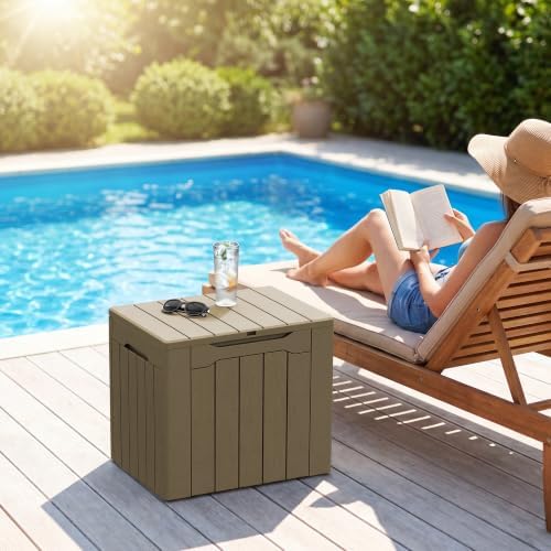 Greesum 33 Gallon Outdoor PP Storage Container, All Weather Resisitant Storage Box, Coffee - Image 7