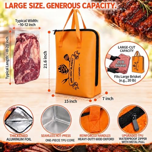 BBQ Blanket for Resting Meat 21 in, Odor-Resistant Meat Resting Bag - Image 2