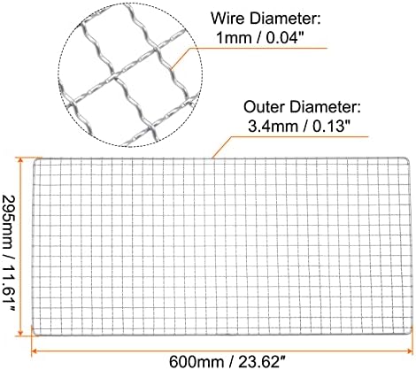 HARFINGTON Square BBQ Grill Net 29.5x60cm Stainless Steel Cross Wire Barbecue Mesh Mat for Baking Smoking Charcoal Grilling Roasting - Image 2