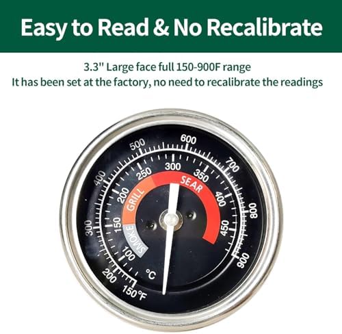 BBQ Grill Temperature Gauge Waterproof for Kamado Joe,3.3" Grill Temperature Gauge Replacement for Kamado Joe Accessories Stainless Steel 150-900°F Cooking Thermometer - Image 3