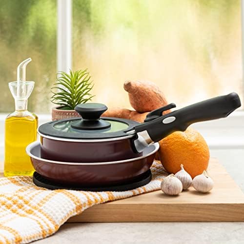 Moss & Stone 5-Piece Nonstick Pots and Pans Set, Removable Handle Cookware - Image 6