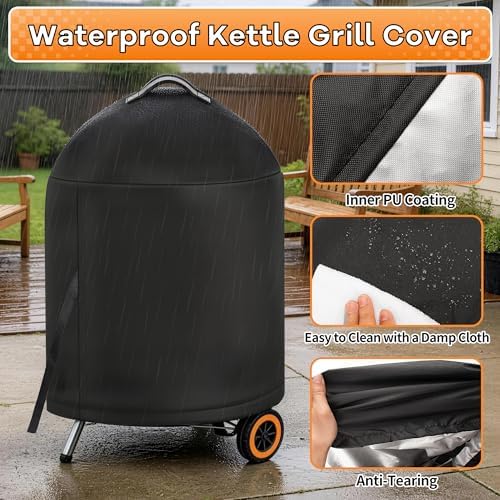 i COVER Grill Cover for Weber 22 Inch Charcoal Kettle- Waterproof BBQ Cover for Weber Char-Broil 22 Inch Charcoal Kettle Grills,Barbecue Cover Kettle Grill Cover for Outdoor Grills - Image 5