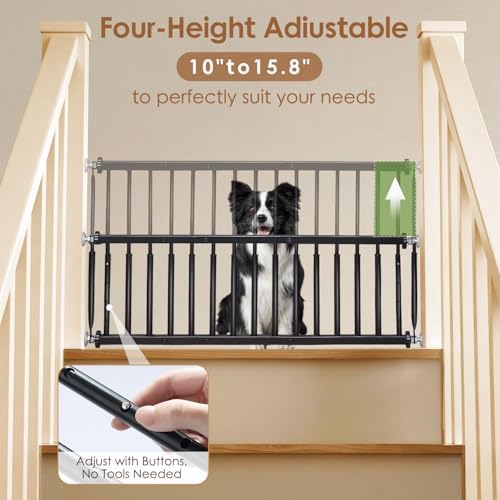10''-15.8'' Height Adjustable Dog Gate, 18"-53" Wide Short Dog Gate - Image 2