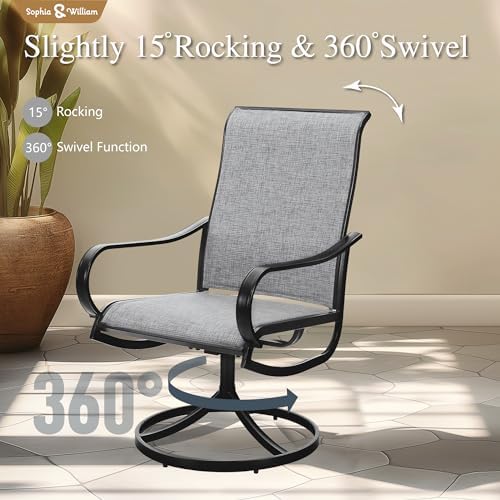 Sophia & William Outdoor Dining Set for 8 w/Swivel Mesh Chairs, Grey - Image 4