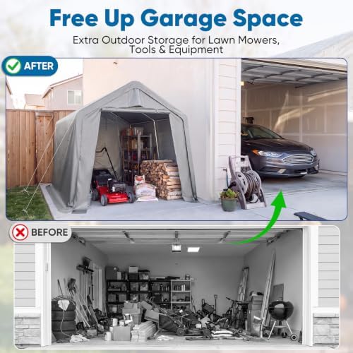 Quictent 8x8FT Storage Shelter Portable Shed with Roll-Up Door&Mesh Vents - Image 5