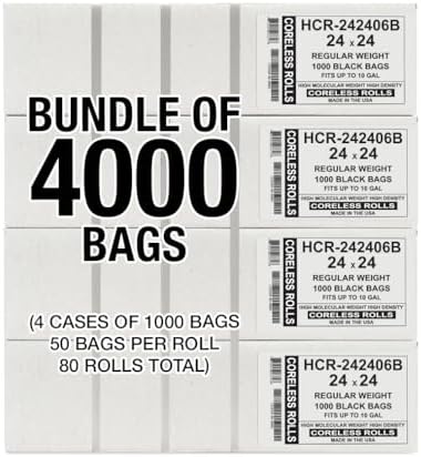 Aluf Plastics 10 Gallon 6 Micron (eq) Black Trash Bags 24" x 24" 4000 Count - Image 2