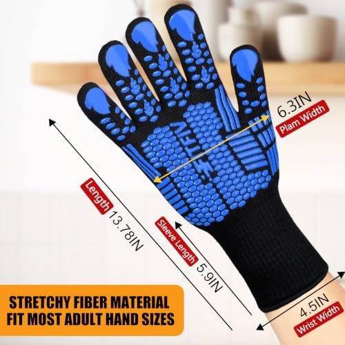 BBQ Gloves, 1472°F Heat Resistant with Silicone Grip Oven Mitts - Image 2