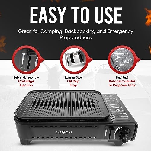 GasOne Propane or Butane Grill Stove GS-2400P Dual Fuel Portable Camping Grill Gas Stove with Carrying Case - Image 6