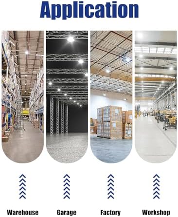 160W UFO LED High Bay Light, 24,000LM LED Shop Lights for Garage Warehouse Workshop, 5000K Daylight IP65 Waterproof Commercial Ceiling Fixture, 700W HPS/MH Equiv, ETL Listed, 6ft Cord, 10-Pack - Image 5