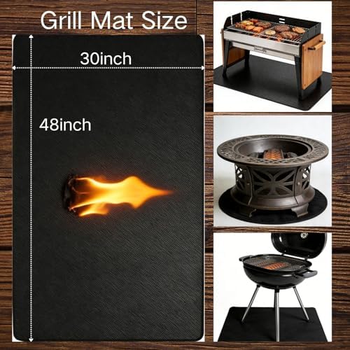 48x30 Inch Reusable Under Grill Mat for Outdoor Grill/Solo Stove/Under Fire Pit,Double-Sided Silicone Fiberglass BBQ Mat,Fireproof/Waterproof Oil-Resistant Protector for Deck Patio Grass - Image 2
